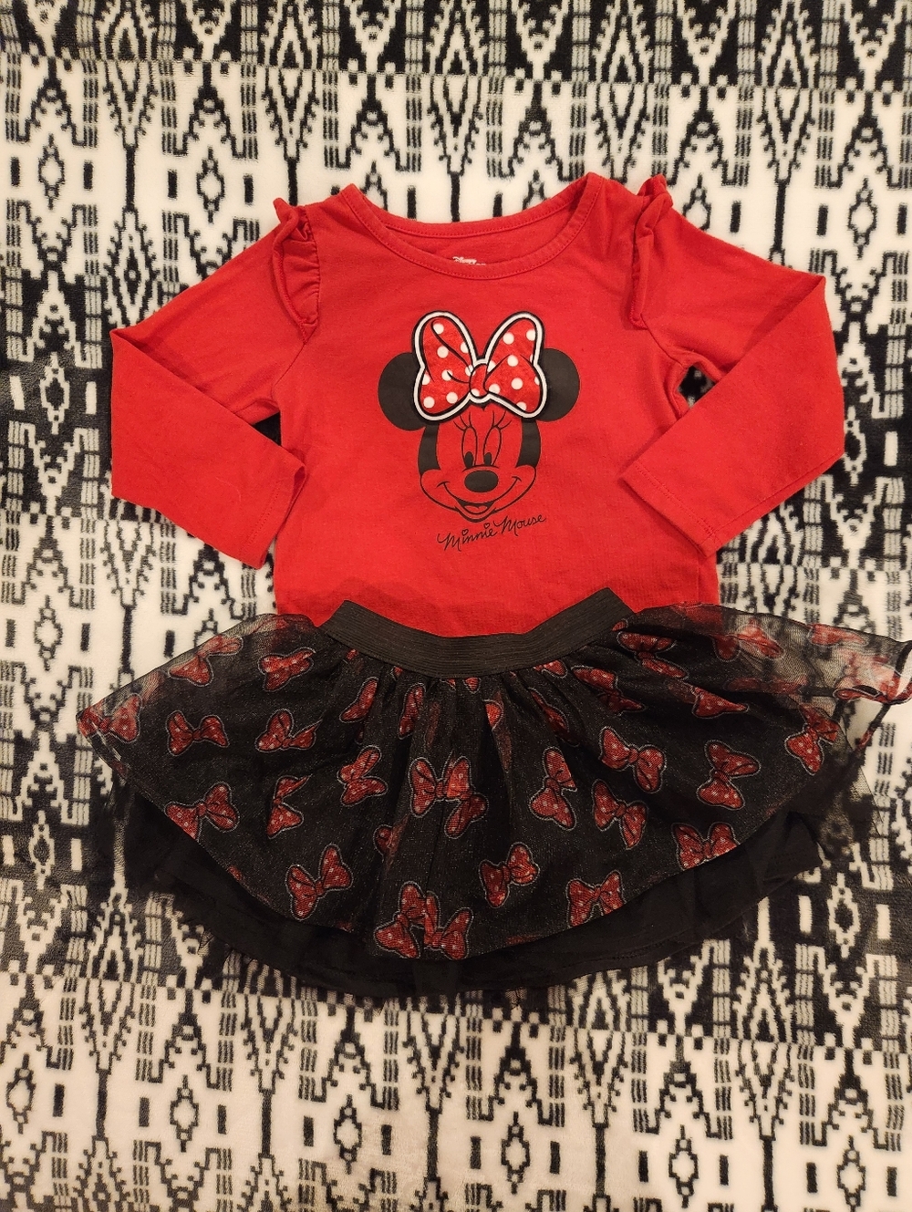 Disney Minnie Mouse Red & Black Tutu Dress, Size 2T